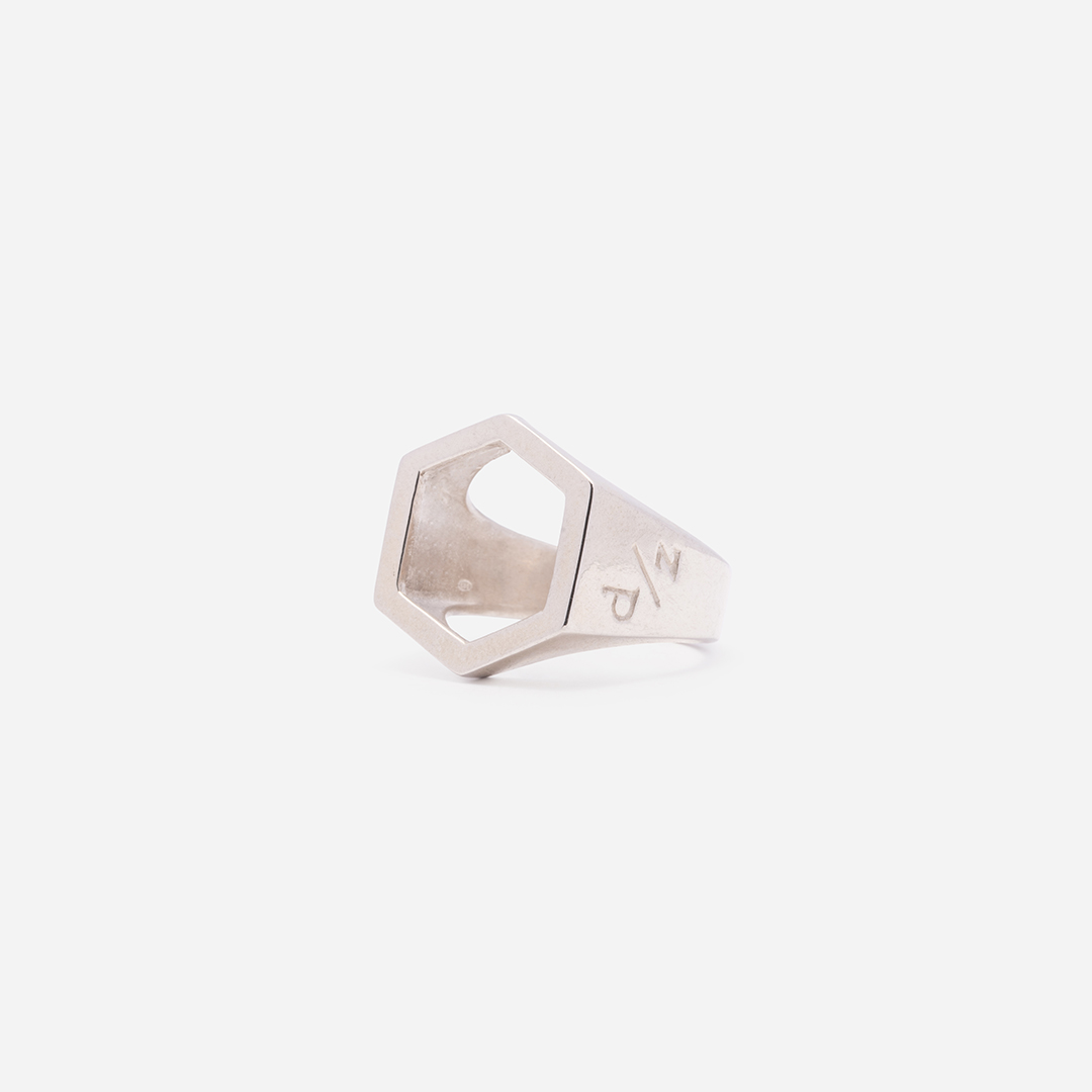 anelli-unisex-fractals-argento-bianco-hexagon-fronte