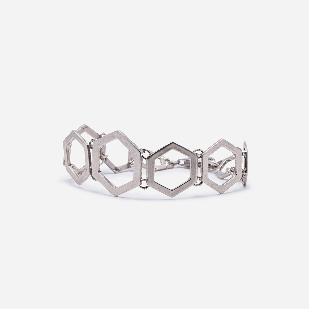 bracciali-unisex-fractals-argento-bianco-hexagon-fronte